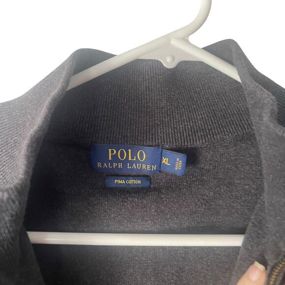 Polo Ralph Lauren Men's Size XL Gray Old Money Pima Cotton 1/4 Zip Sweater Vest - Picture 4 of 7